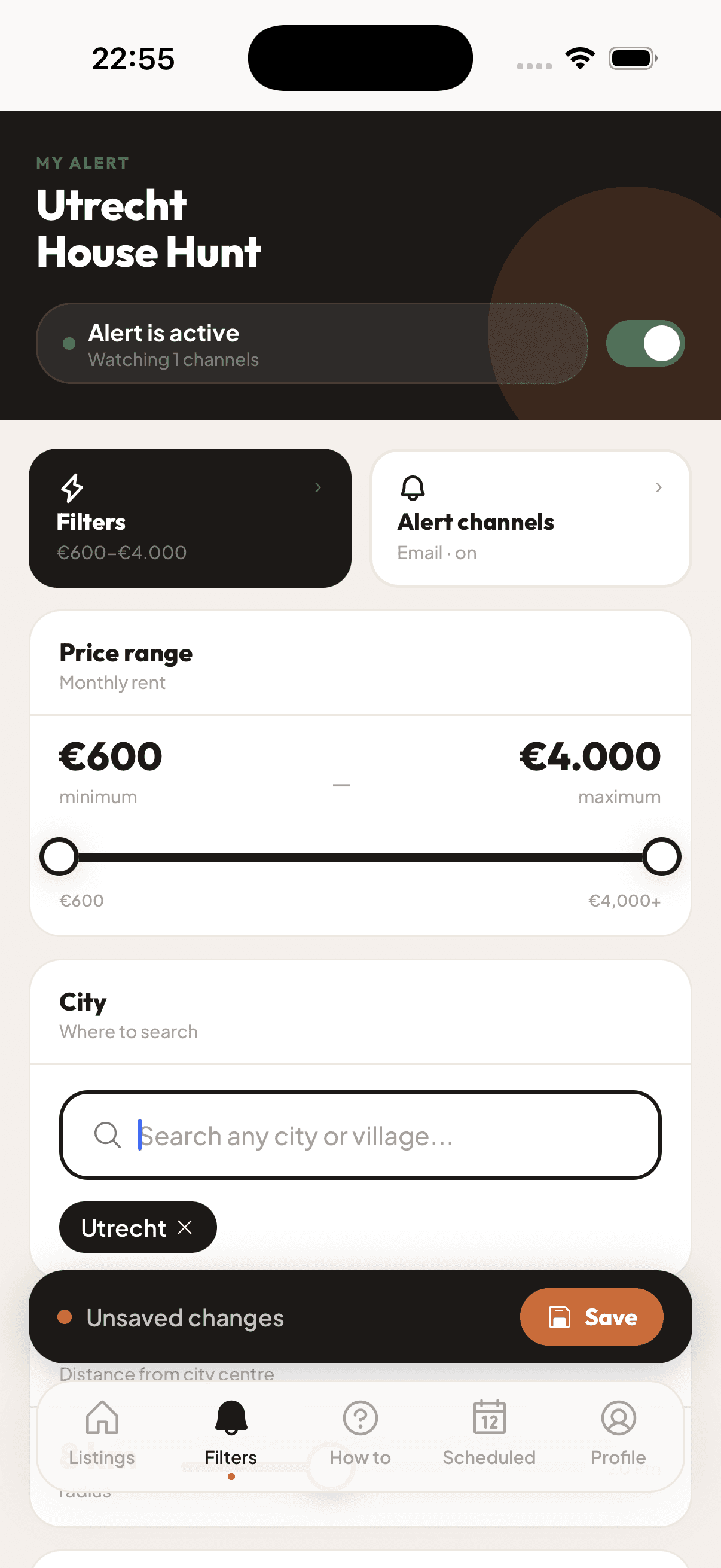 Alert settings